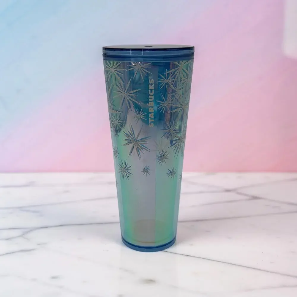 Starbucks Holiday 2023 Textured Snowflakes Blue Venti Cold Cup Tumbler 24oz